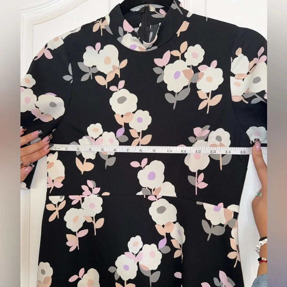 Kate Spade Posy Floral Swing Dress Black and White Size 0
